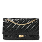 Distressed Patent Quilted 2.55 Reissue 226 Flap Black