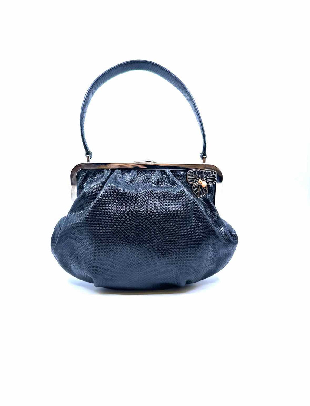 CARTIER Black Leather Snakeskin Evening Bag