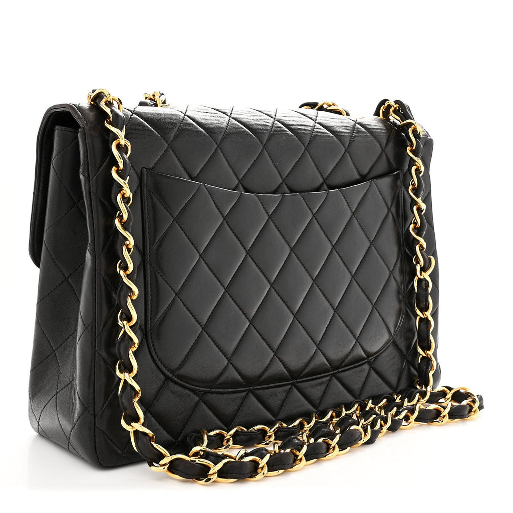 Lambskin Quilted XL Jumbo Single Flap Black