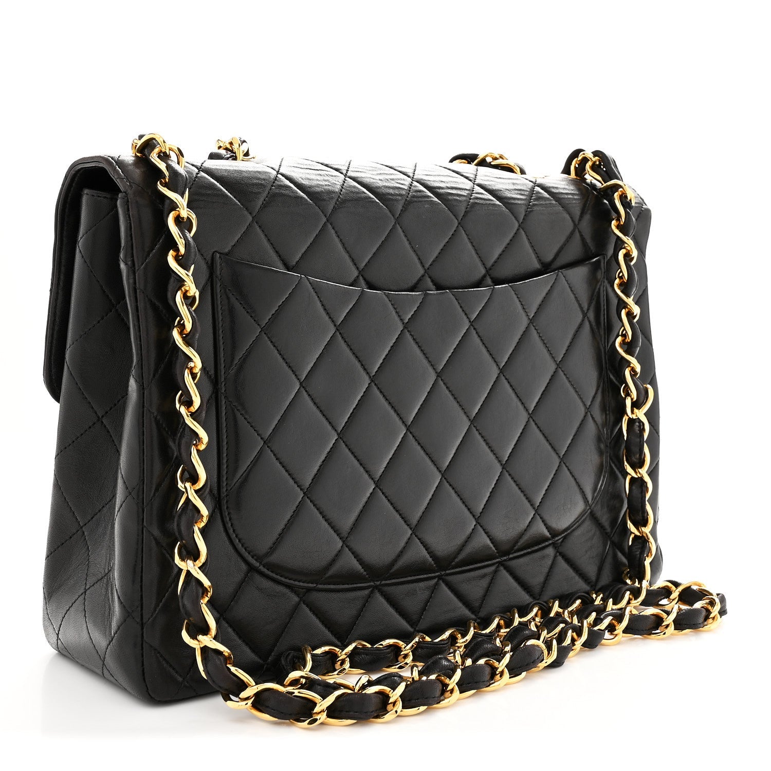 Lambskin Quilted XL Jumbo Single Flap Black