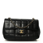 Lambskin Quilted Mini Chocolate Bar Flap Black