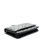 Lambskin Quilted Enamel CC Wallet on Chain WOC Black