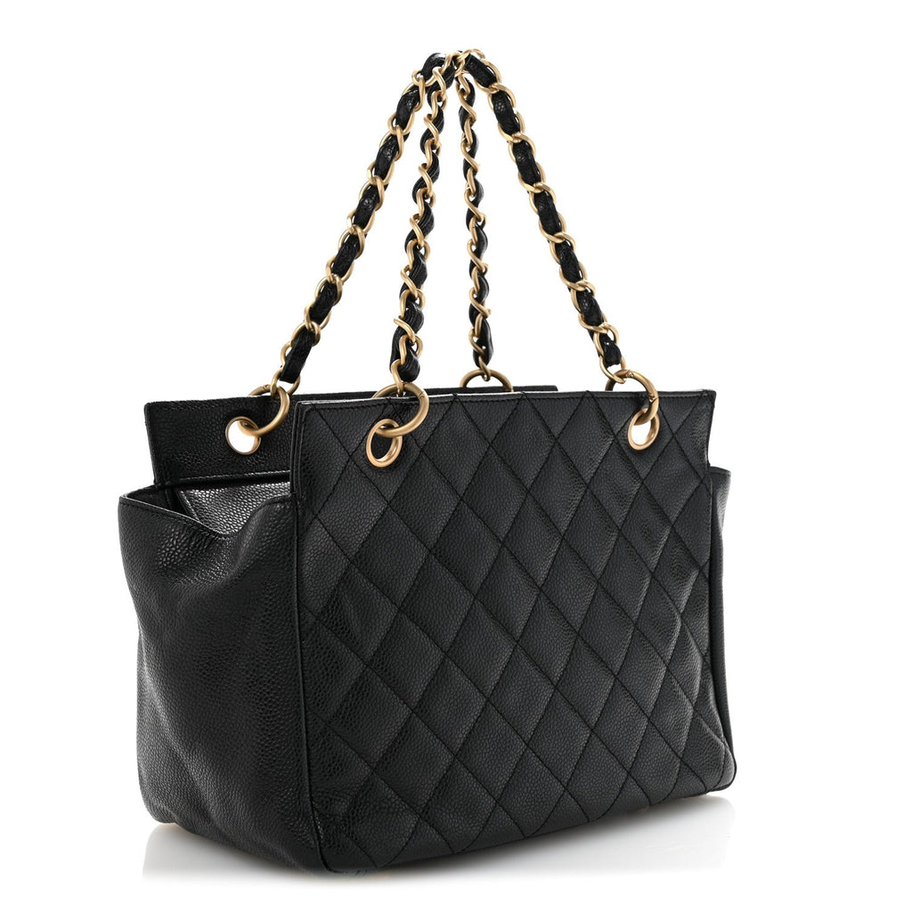 Caviar Quilted Petit Timeless Tote PTT Black