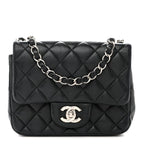 Lambskin Quilted Mini Square Flap Black