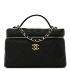 Caviar Quilted Top Handle Slim Vanity With Chain Black