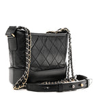 Aged Calfskin Quilted Small Gabrielle Hobo Black