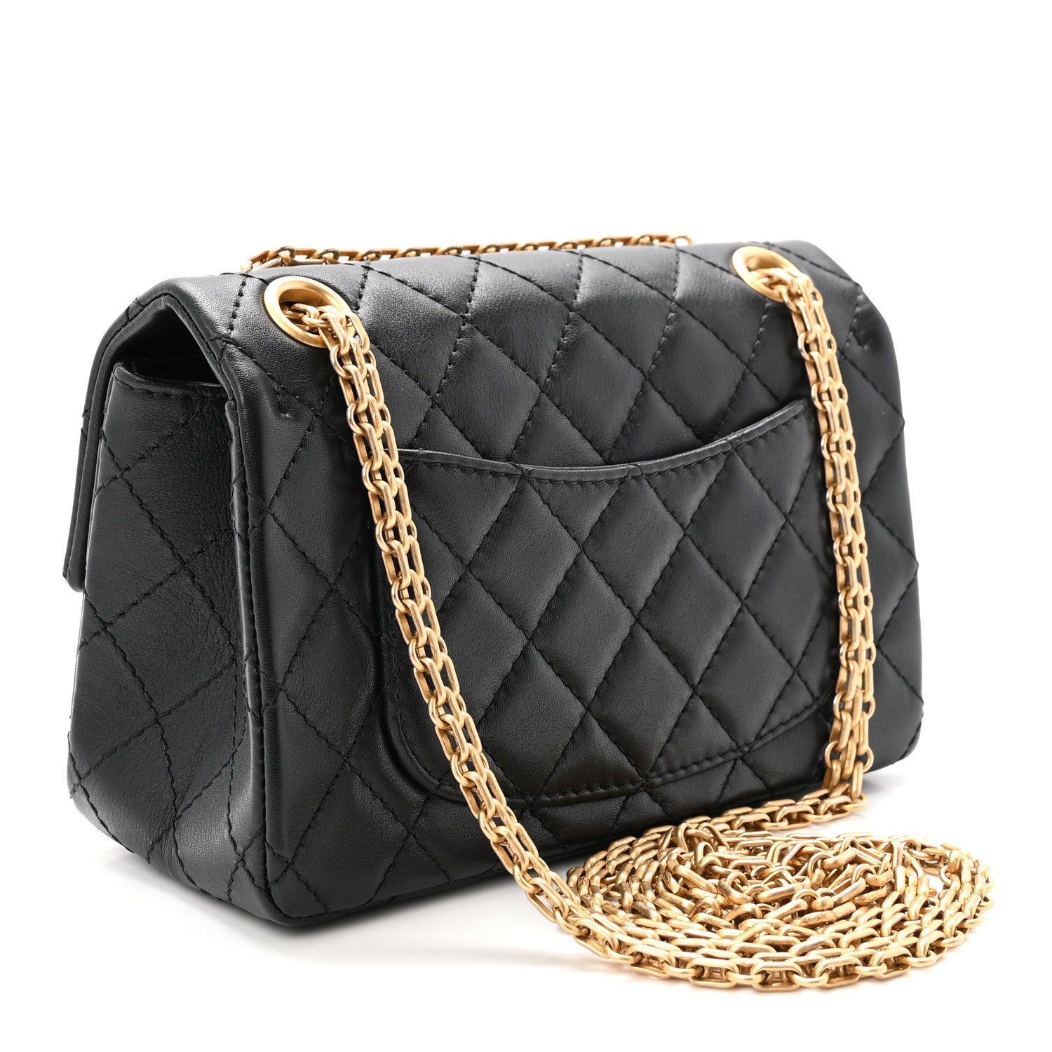 Aged Calfskin Quilted 2.55 Reissue Mini Flap Black
