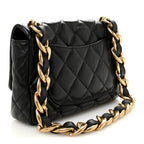 Lambskin Quilted Large CC Funky Town Flap Black