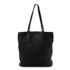 Nappa Intrecciato Flat Shoulder Bag Black