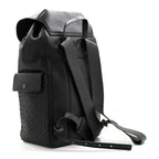 Calfskin Intrecciato Sassolungo Backpack Black Multicolor