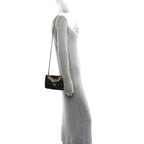 Lambskin Quilted Mini CC Crystal Logo Chain Flap Black
