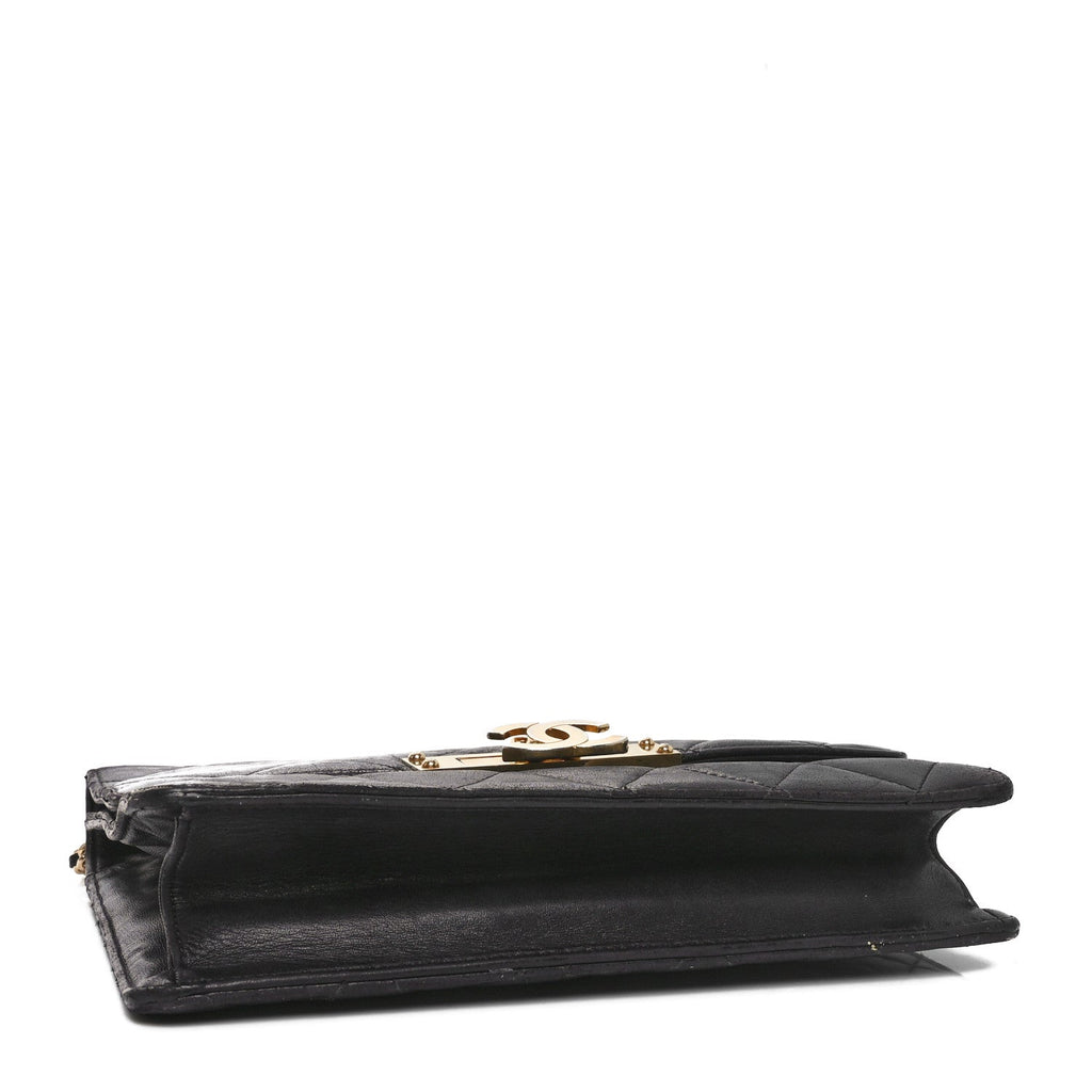 Lambskin Quilted Medium Golden Class Flap Black