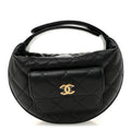 Caviar Quilted Polly Pocket Pouch Hobo Black