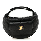 Caviar Quilted Polly Pocket Pouch Hobo Black