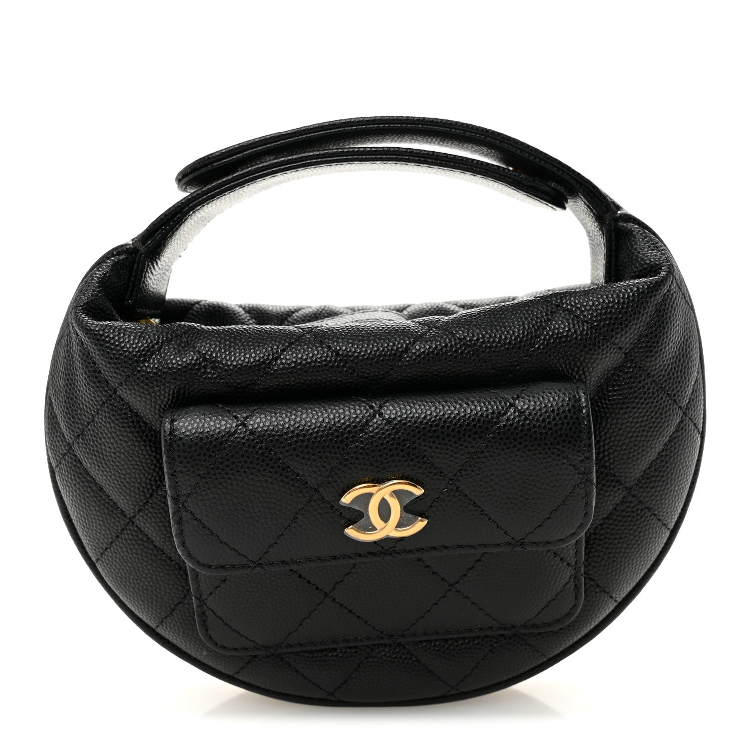 Caviar Quilted Polly Pocket Pouch Hobo Black