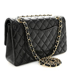 Lambskin Quilted Medium Double Flap Black