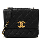 Lambskin Quilted Medium Single Flap Black