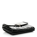 Patent Quilted Hamptons Flap Bag Black