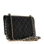 Lambskin Quilted Trendy CC Wallet On Chain WOC Black