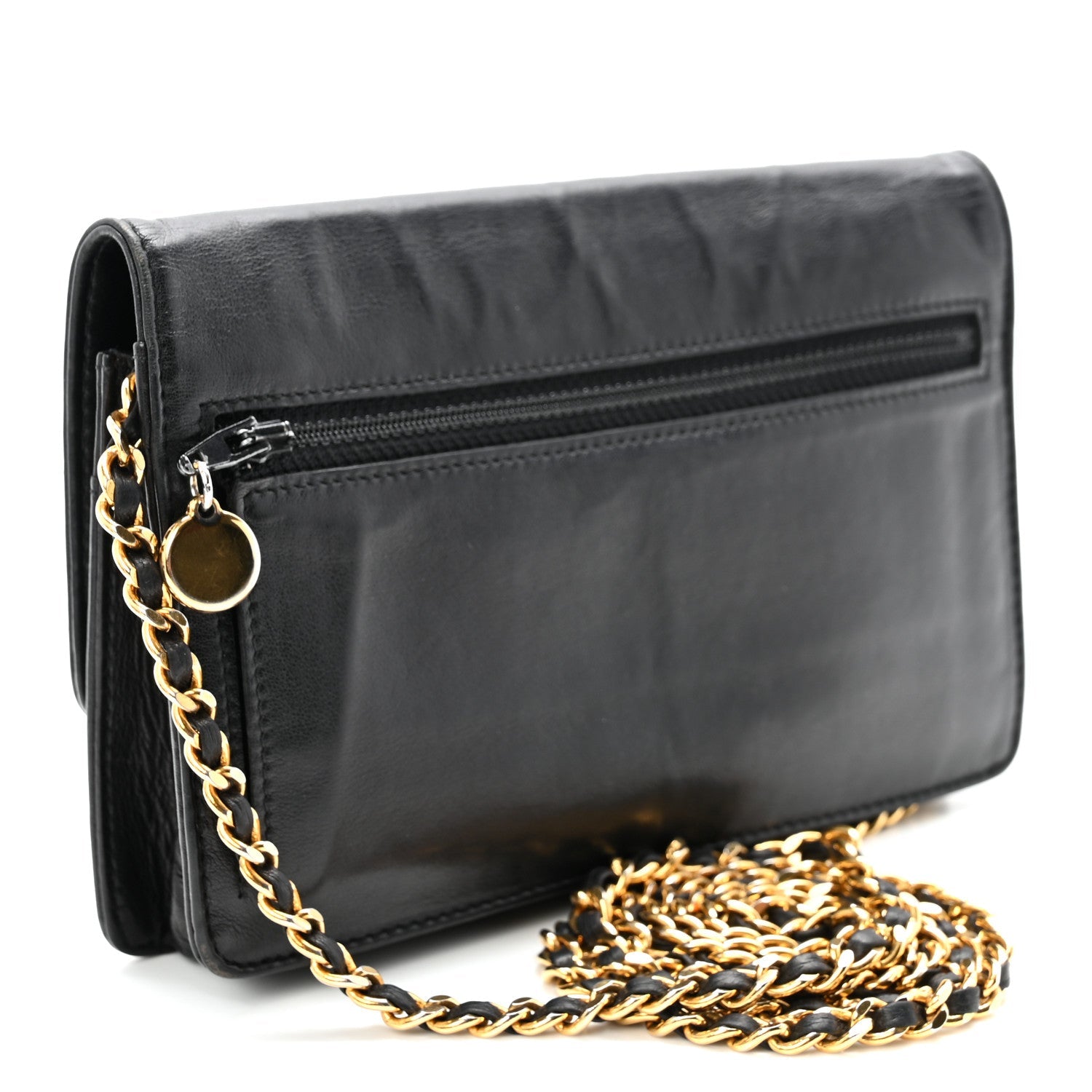 Lambskin Timeless CC Wallet On Chain WOC Black