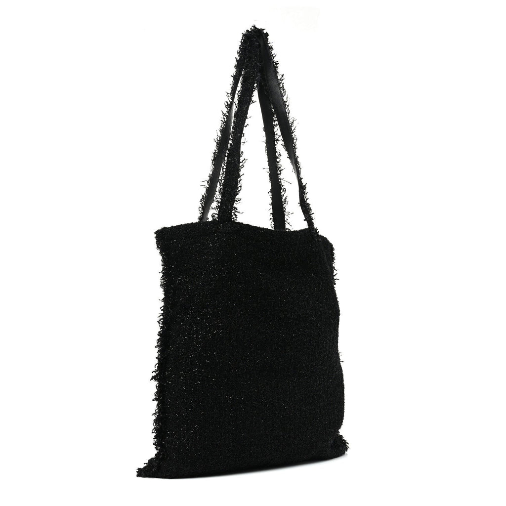 Tweed Resin Strass Large Robot Shopping Bag Black
