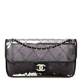 Vinyl Quilted Degrade Jumbo Single Flap Black