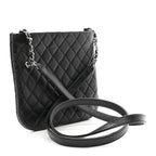 Aged Calfskin Quilted Crossbody Bag Black