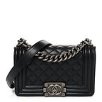 Caviar Quilted Small Boy Flap Black