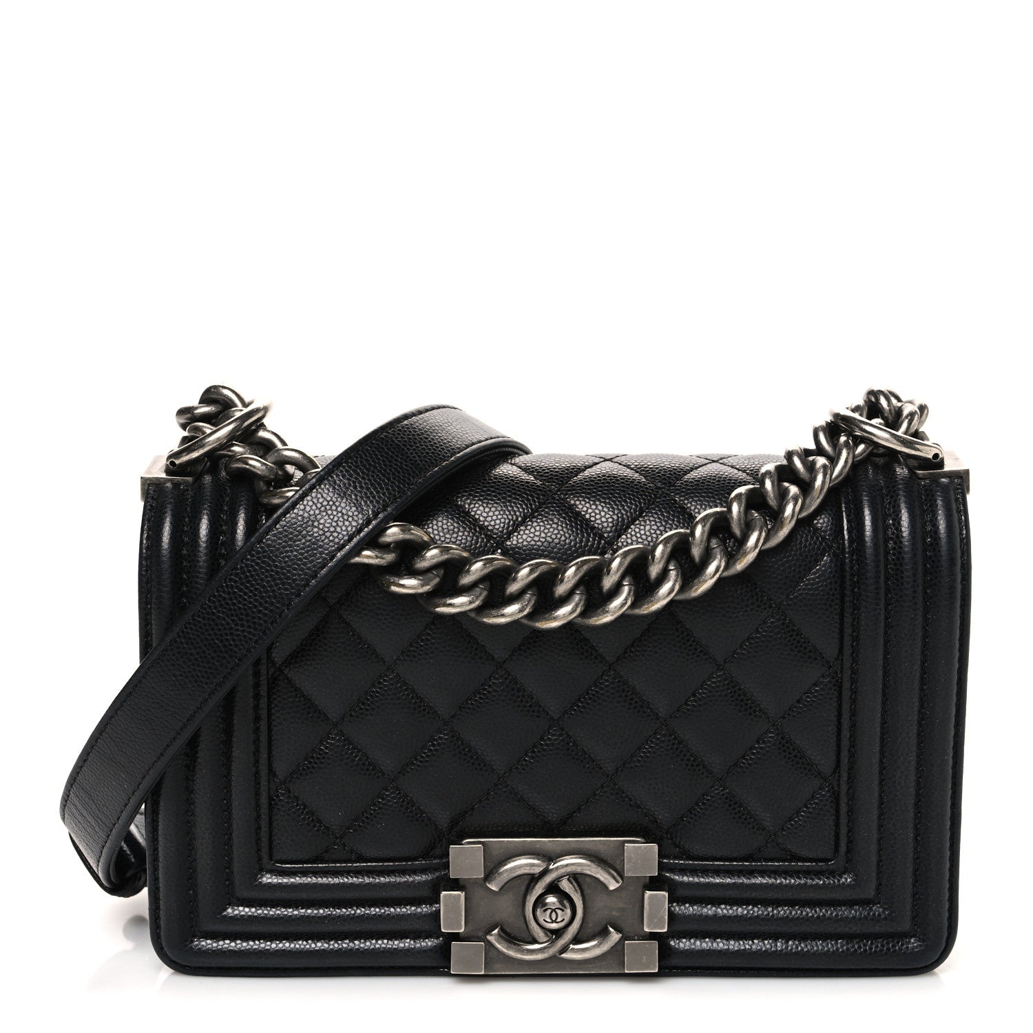 Caviar Quilted Small Boy Flap Black