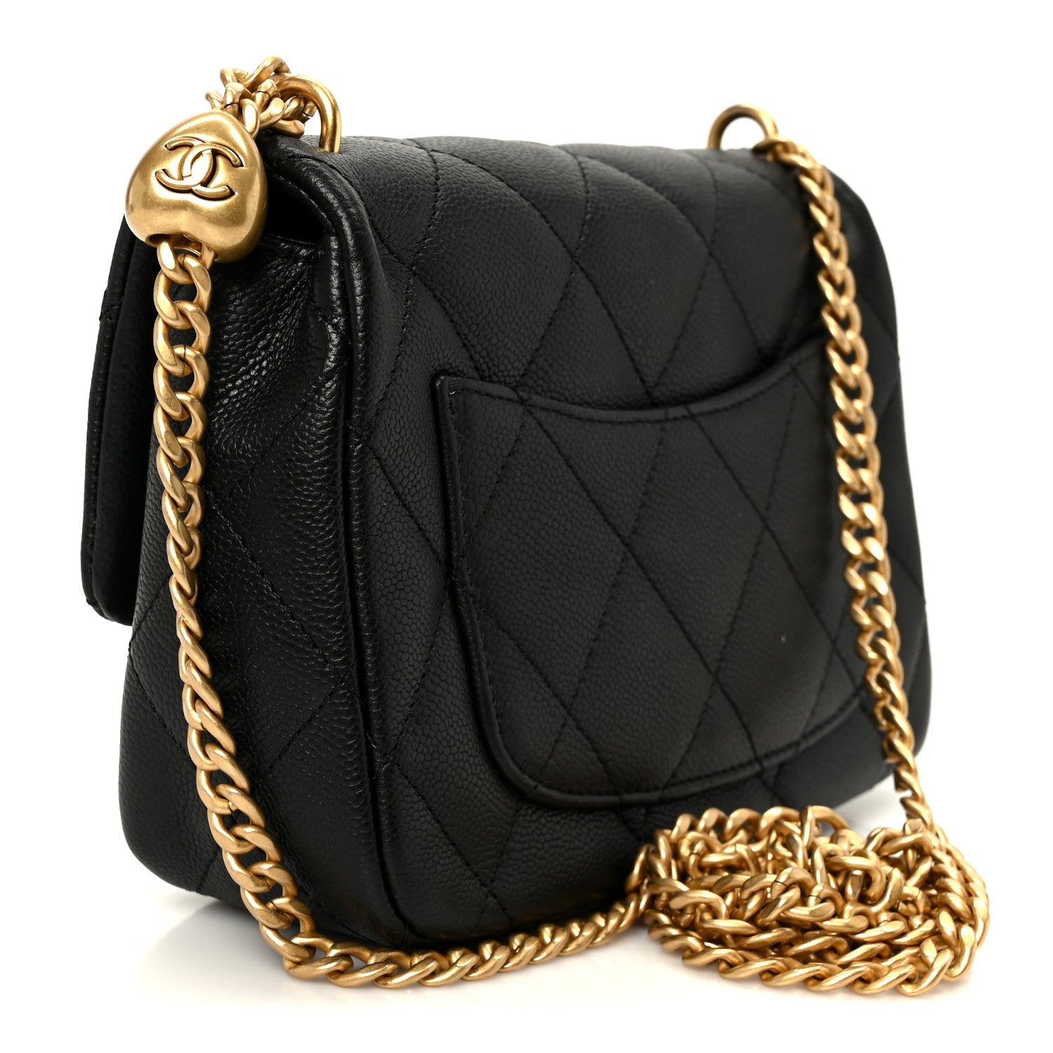 Caviar Quilted Mini Sweetheart Rectangular Flap Black