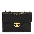 Lambskin Quilted XL Jumbo Single Flap Black