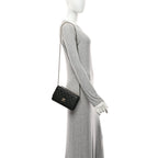 Lambskin Quilted Trendy CC Wallet On Chain WOC Black