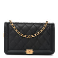 Caviar Quilted Boy Wallet On Chain WOC Black