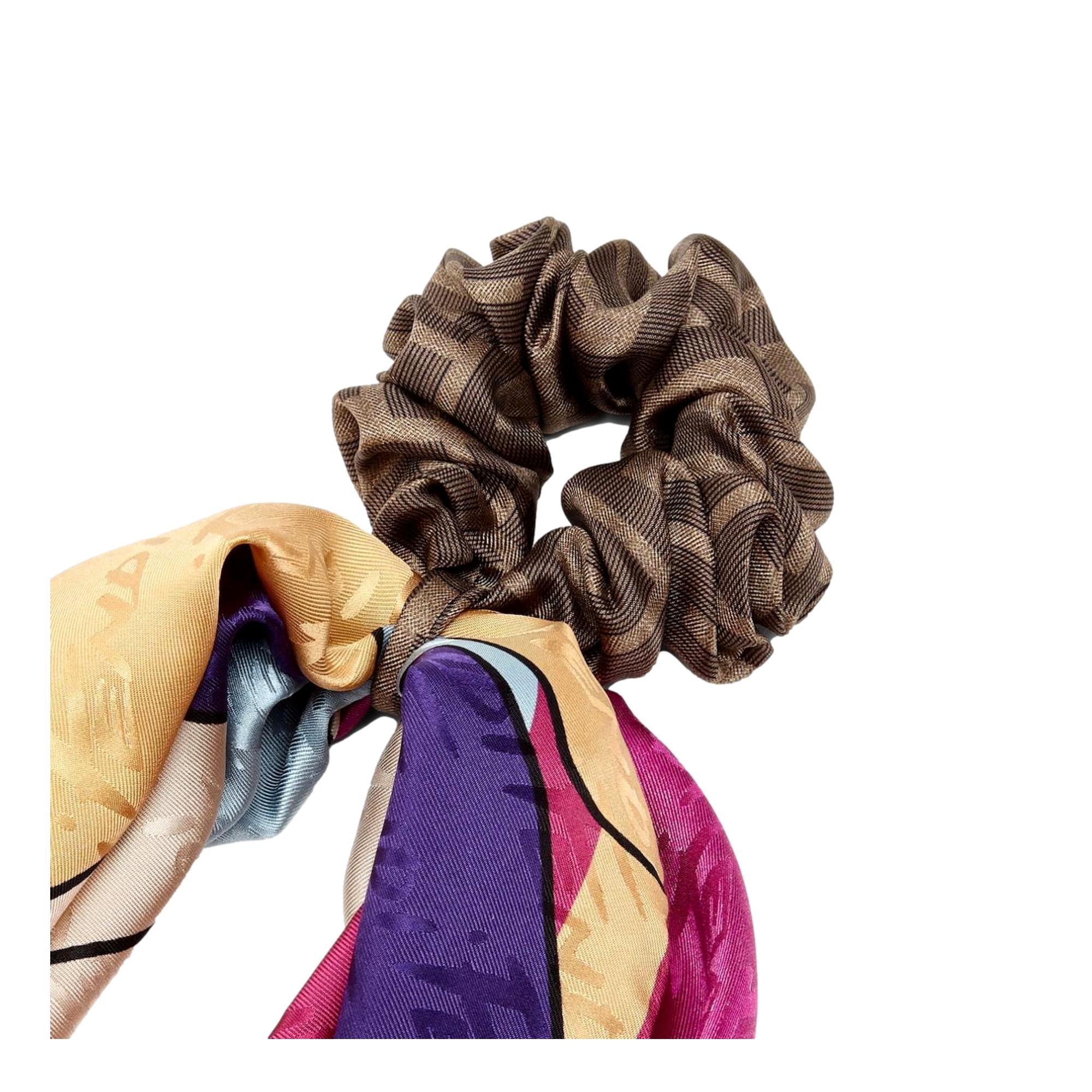 Fendi Antonio Lopez Silk Scarf and FF Logo Scrunchie Set FXT359
