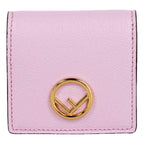 Fendi Calf Leather F logo Lavanda Pink Leather Coin