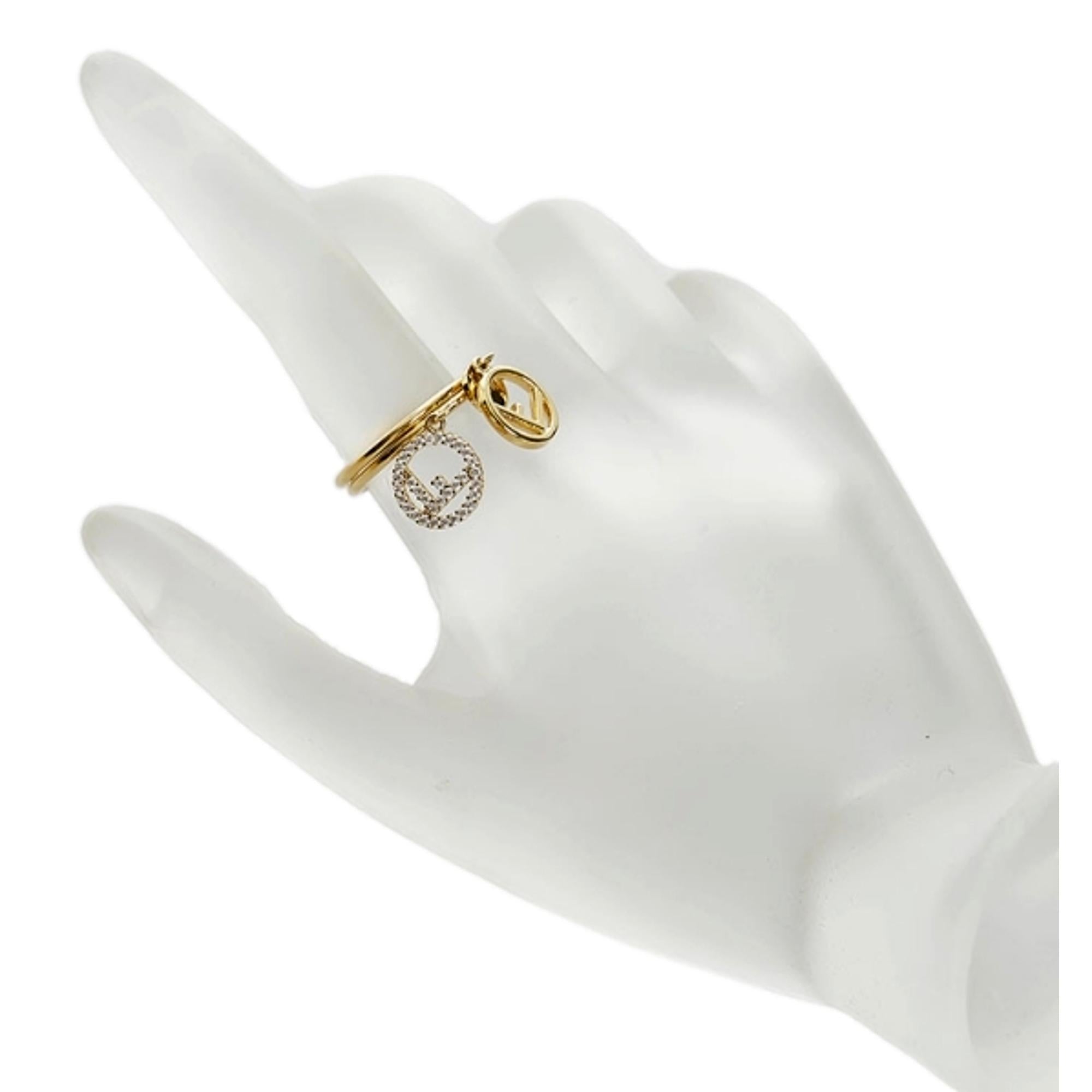 Fendi F is Fendi Soft Gold and Crystal Ring Size 6.5