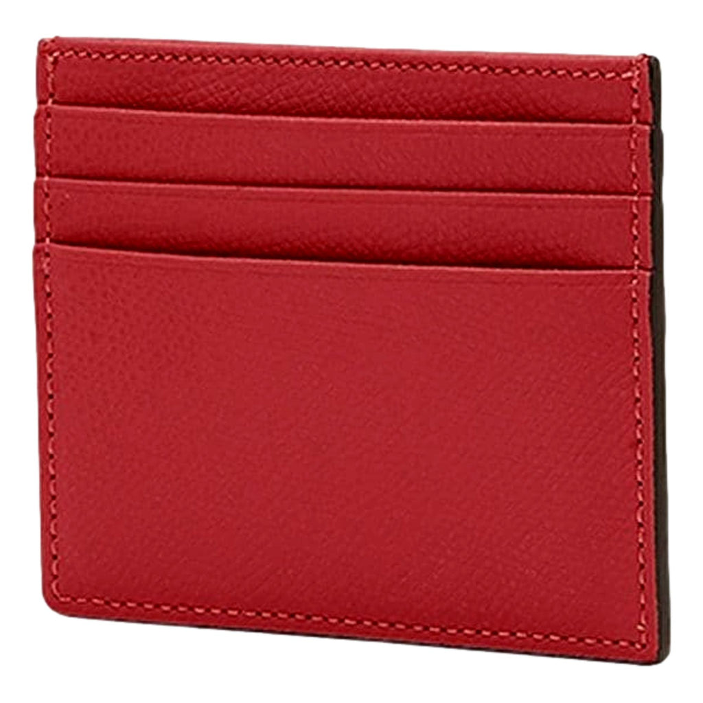 Fendi F Logo Fragola Red Leather Card Case Wallet