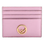 Fendi F Logo Lavanda Pink Leather Card Case Wallet