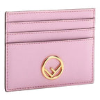 Fendi F Logo Lavanda Pink Leather Card Case Wallet