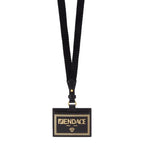 Fendi Fendace Black Leather Card Case Wallet Lanyard