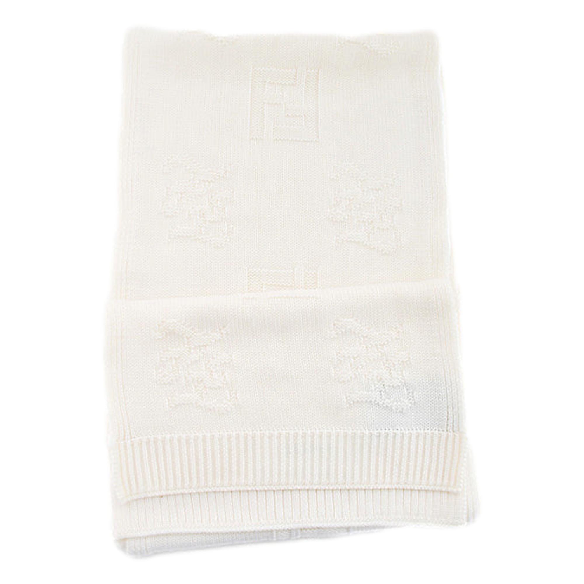 Fendi FF Karl Bianco Jacquard Wool Scarf