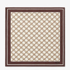 Fendi FF Karligraphy Print Brown and Ivory Silk Scarf 33 cm