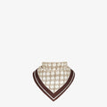 Fendi FF Karligraphy Print Brown and Ivory Silk Scarf 33 cm