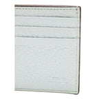 Fendi FF Logo Plaque Light Gray Pebbled Calf Leather Bifold Wallet