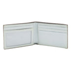 Fendi FF Logo Plaque Light Gray Pebbled Calf Leather Bifold Wallet