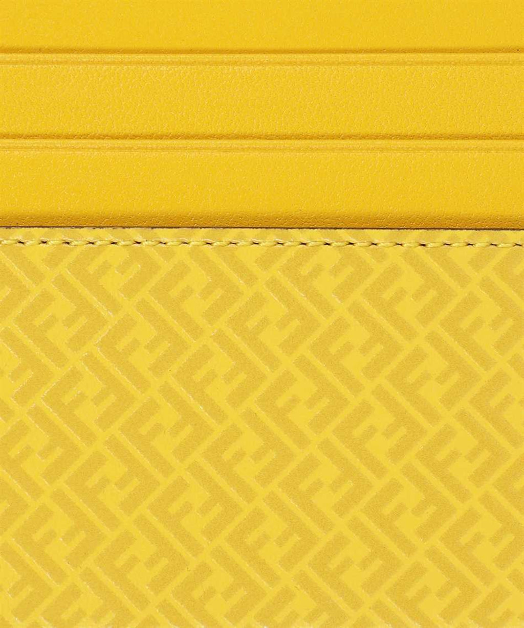 Fendi FF Logo Print Sunflower Yellow Leather Card Case 7M0164