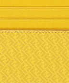 Fendi FF Logo Print Sunflower Yellow Leather Card Case 7M0164