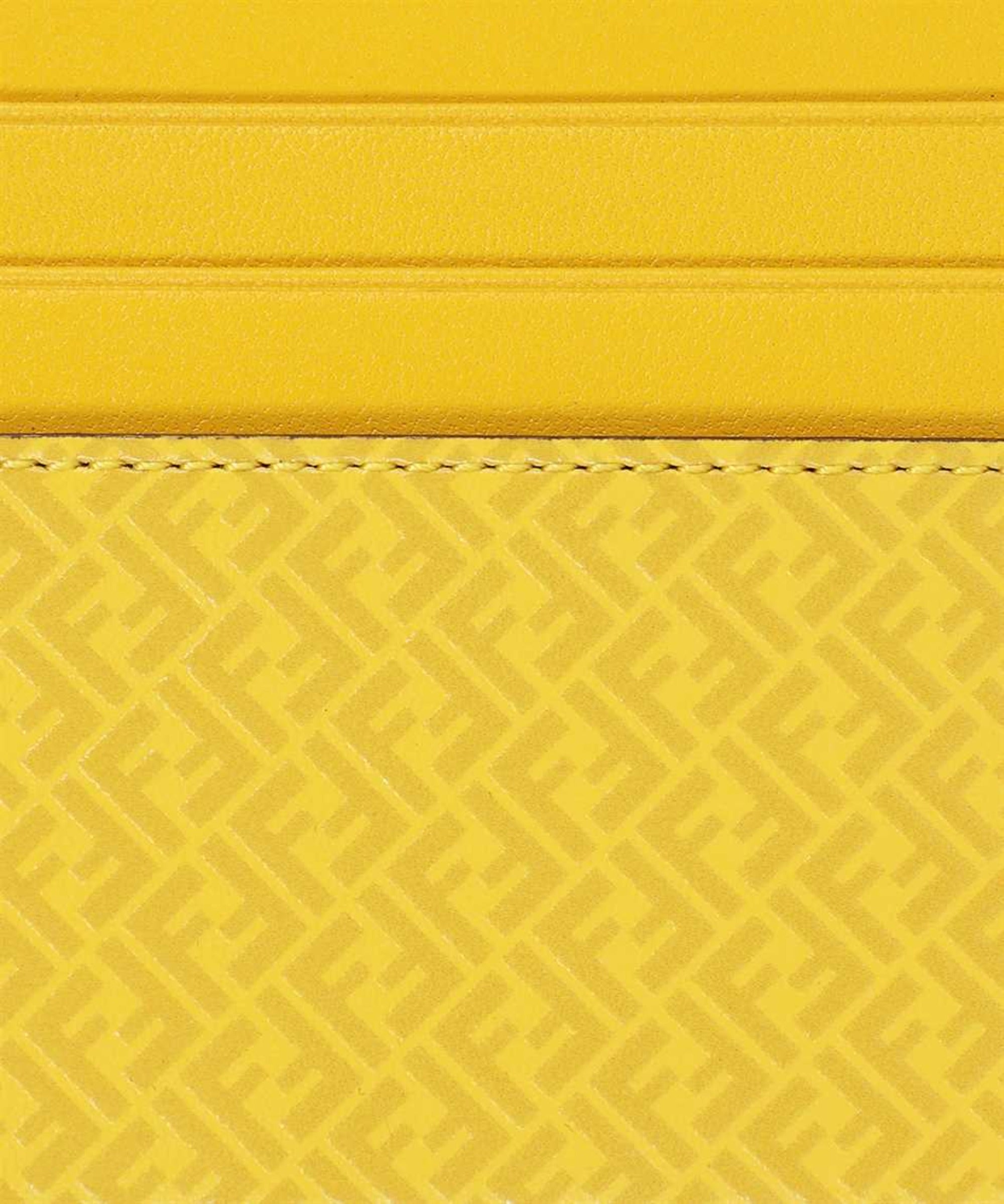 Fendi FF Logo Print Sunflower Yellow Leather Card Case 7M0164