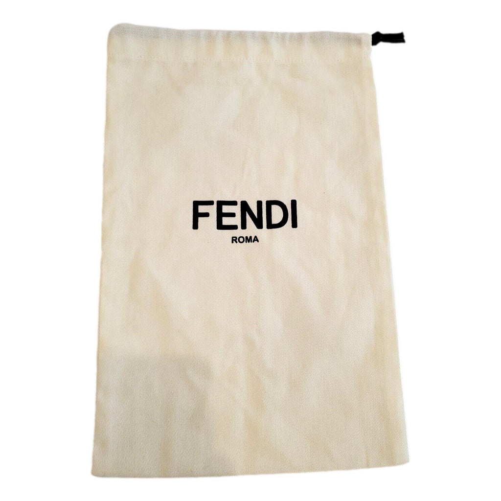 Fendi FF Print Striped Brown and Yellow Knitted Wool Scarf