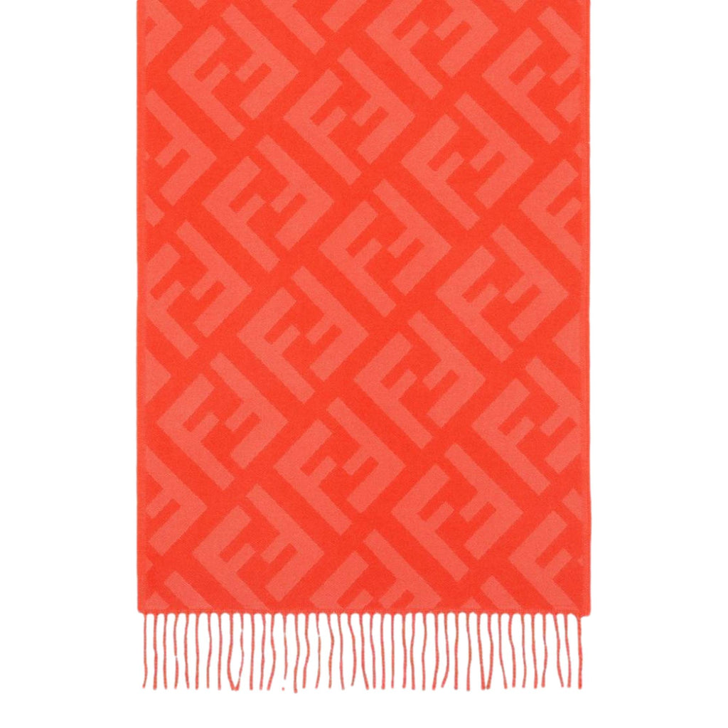 Fendi FF Print Tulip Woven Cashmere Fringe Scarf